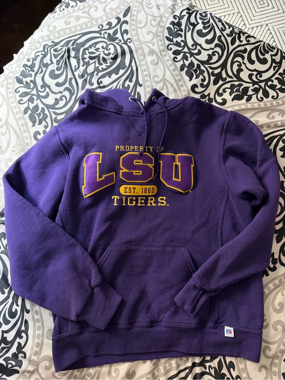 Russell Athletic LSU Purple Hoodie with Gold Logo